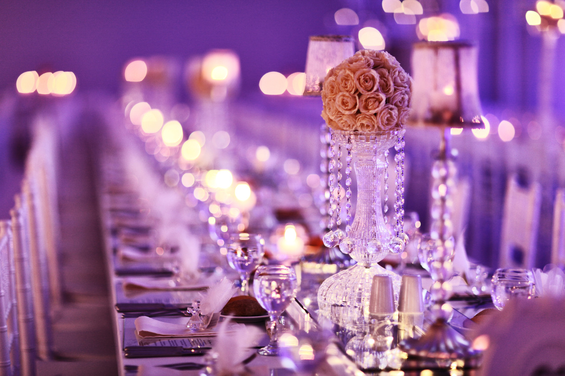 Table setting at a luxury wedding reception